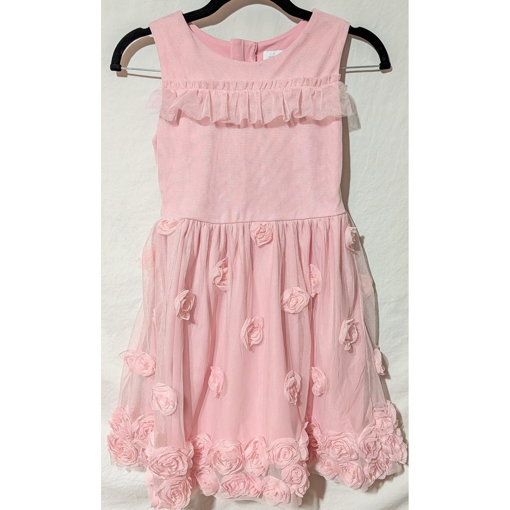 PLACE Girls Pink Rosette Tulle Party Dress Size 10 Floral Sleeveless Easter - Picture 1 of 3